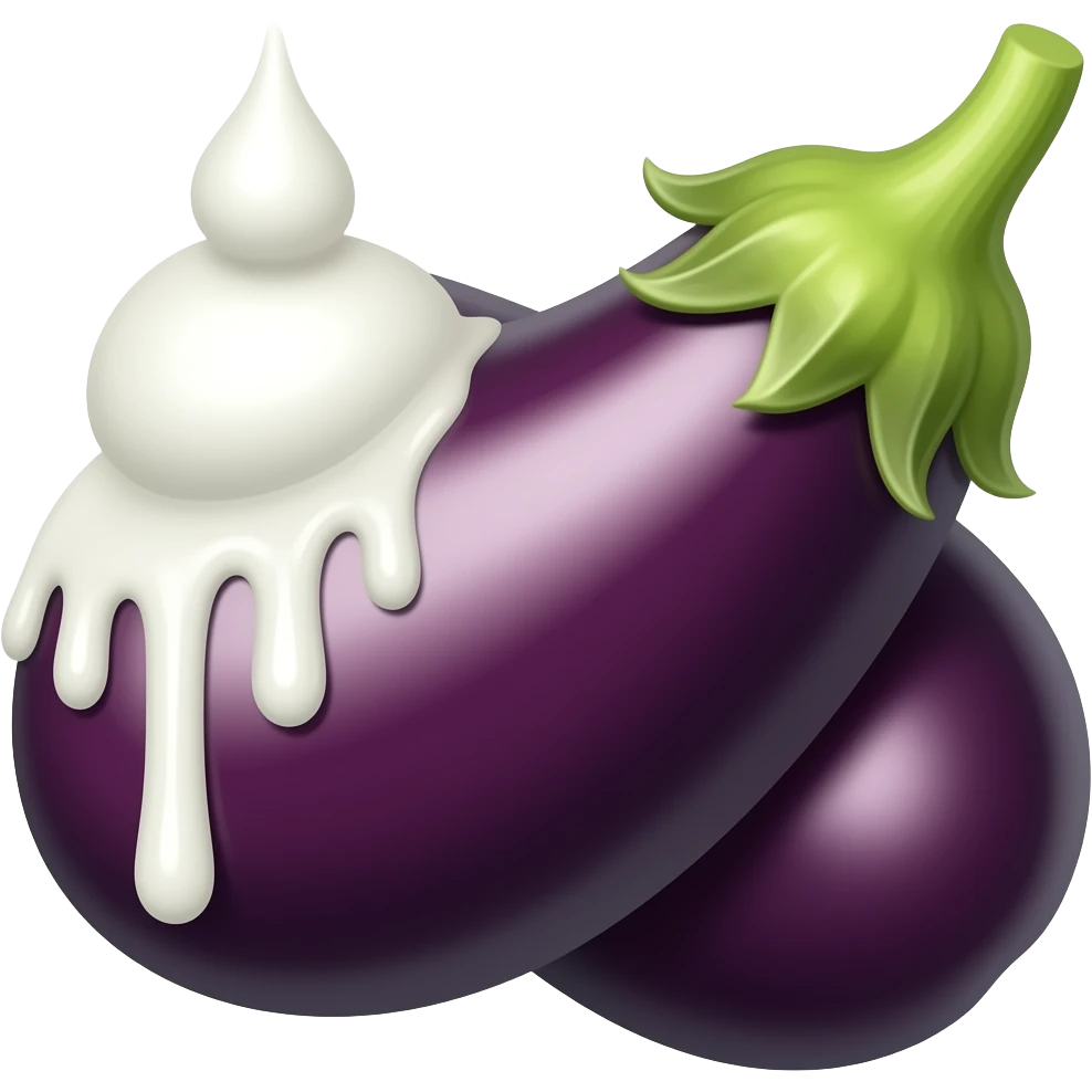Can you make the egg plant emojis have white stuff dripping off of it emoji