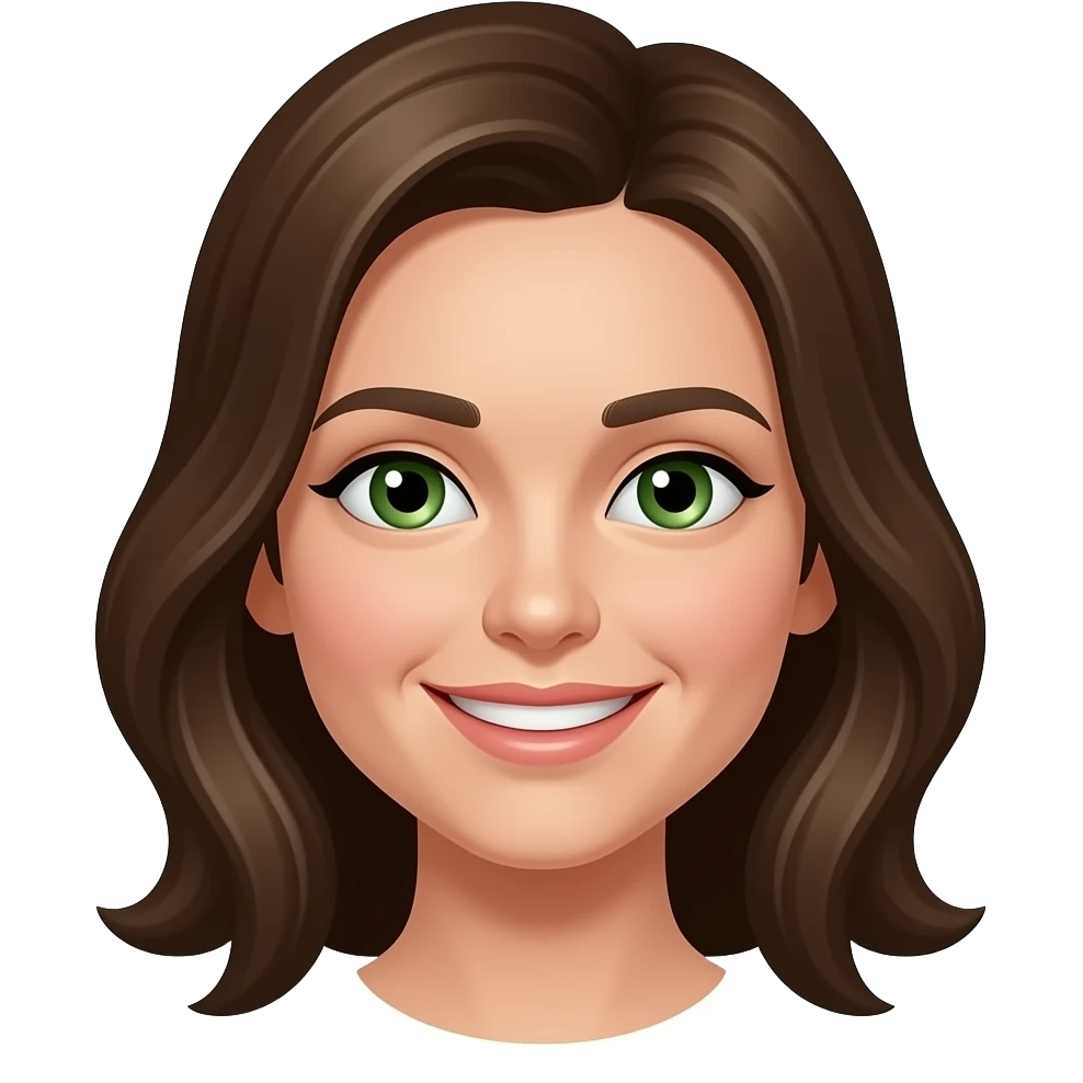 Can you please keep this same emoji, but just change a couple of things? Her hair is dark blonde, and eyes are green. Her skin is a bit more white. Don't change anything else apart from what I am asking you to emoji