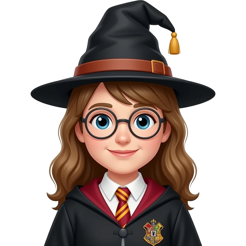 a medium shot of hogwarts wizard with hat and no glasses emoji