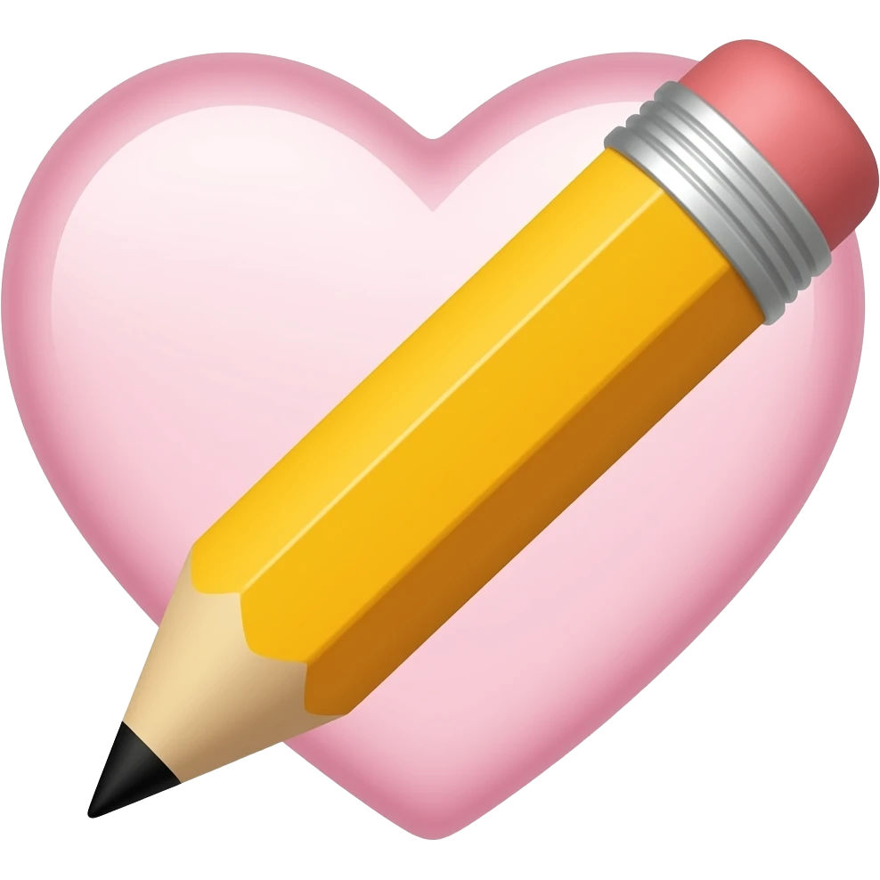 pencil with a heart emoji