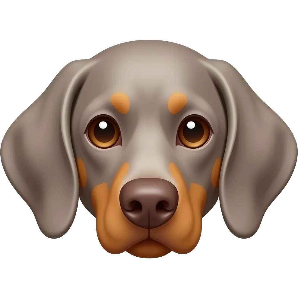 weimaraner head love with red hearts emoji