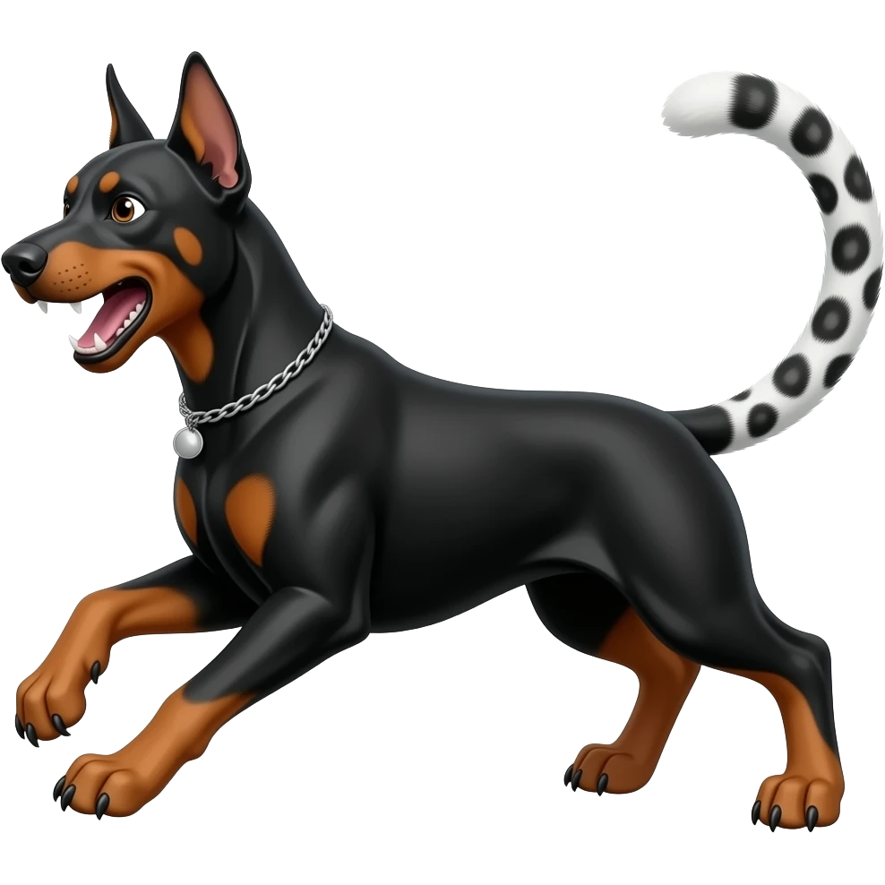 snow leopard attacking Doberman emoji
