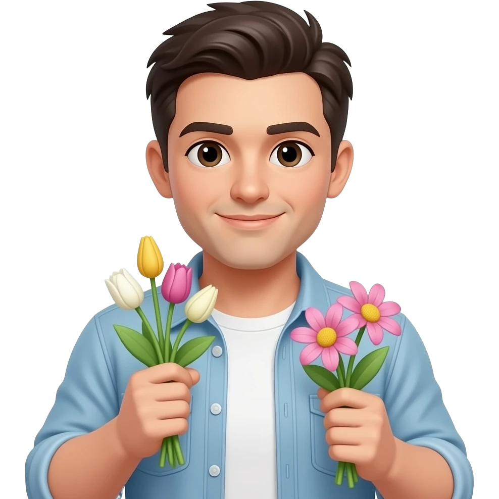 man holding flowers emoji