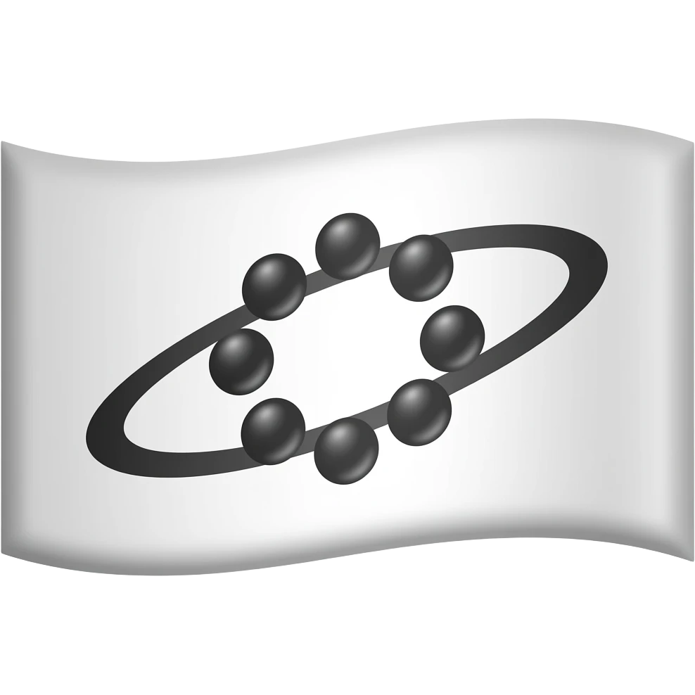 White flag with line orbit balls on it emoji