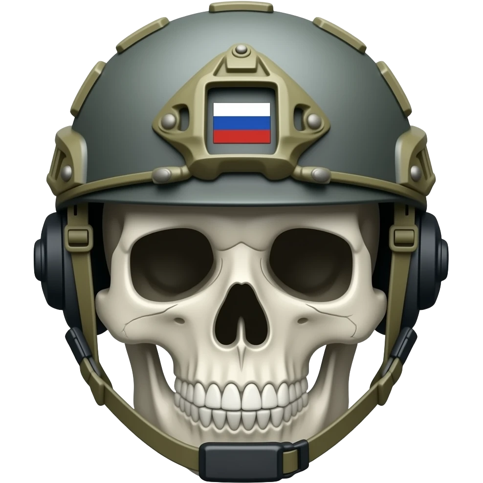 сделай эскиз для шеврона череп в шлеме тактическом с флагом рф для шеврона emoji