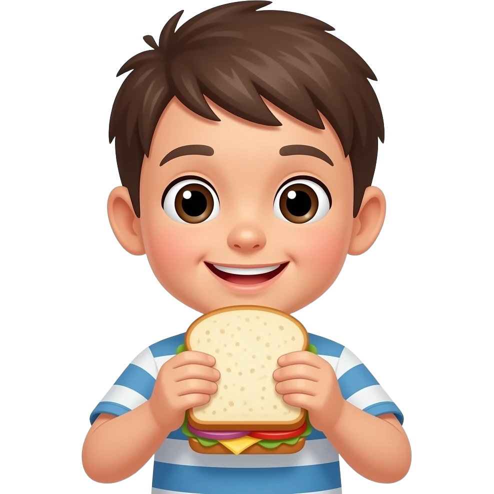 kid putting bread on the sandwich emoji