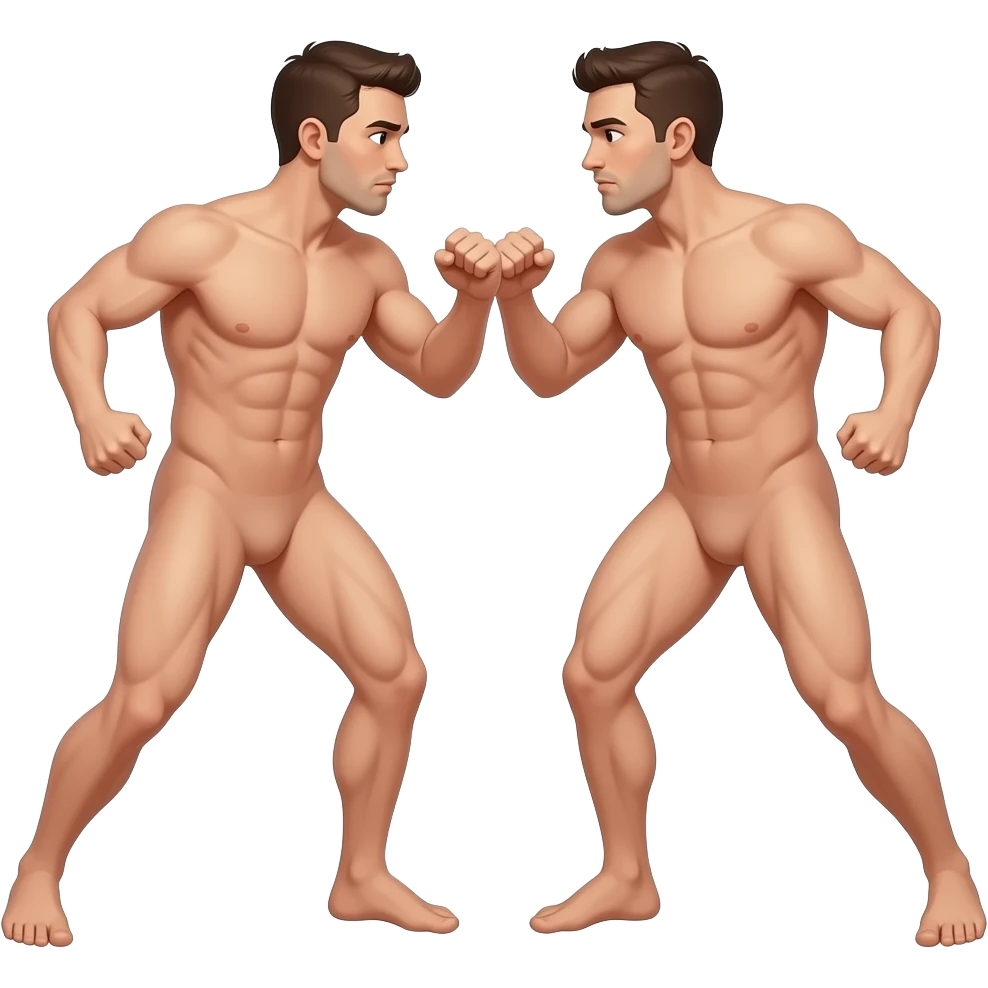 fully naked men fighting emoji