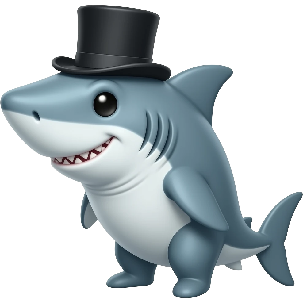 Shark with a top hat emoji