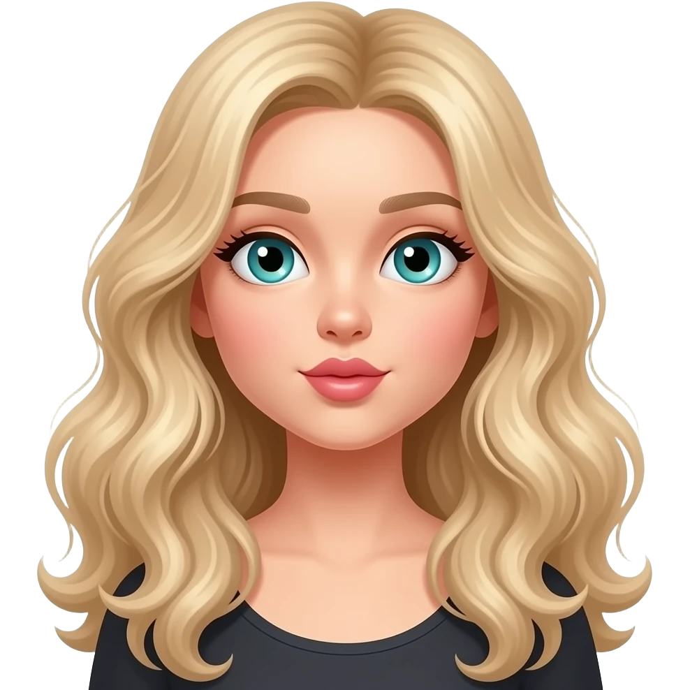 Beautiful long light curl  hair blonde with blue- green eyes sending kisses for birthday emoji