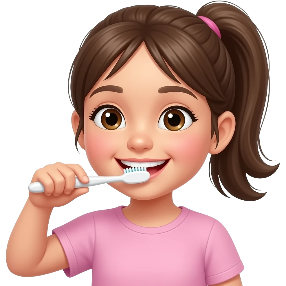 নিয়মিত দাঁত ব্রাশ করি। (মেয়ে বাচ্চার ছবি) emoji