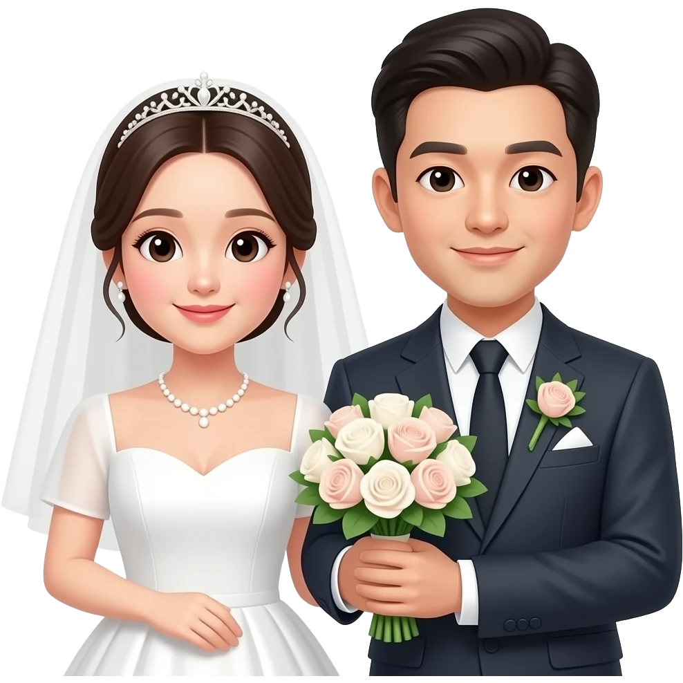 손잡은 한국인 신랑신부 emoji