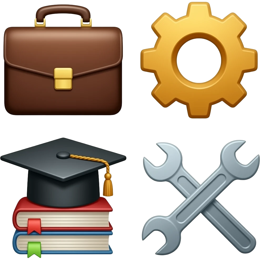 different emojis for work Experience, skills, subjects emoji