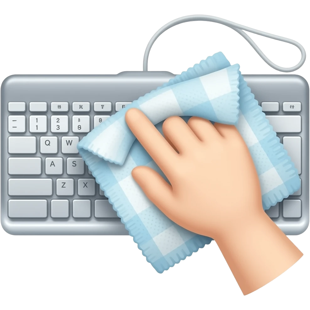 limpiar la pantalla, el teclado o la parte externa de la computadora. ( sin ninguna persona) emoji