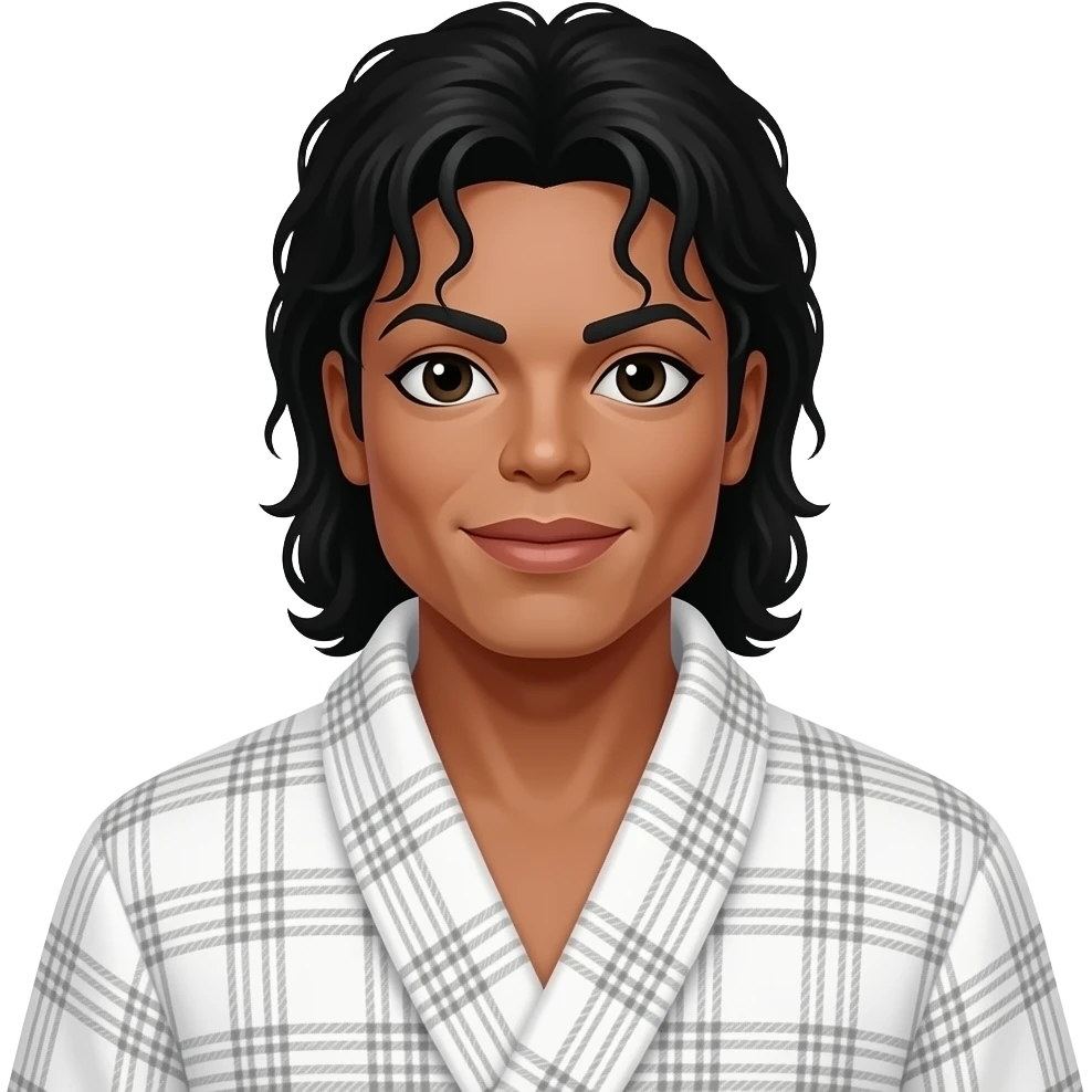 Сгенерируй Майкла Джексона в белом махровом халате emoji