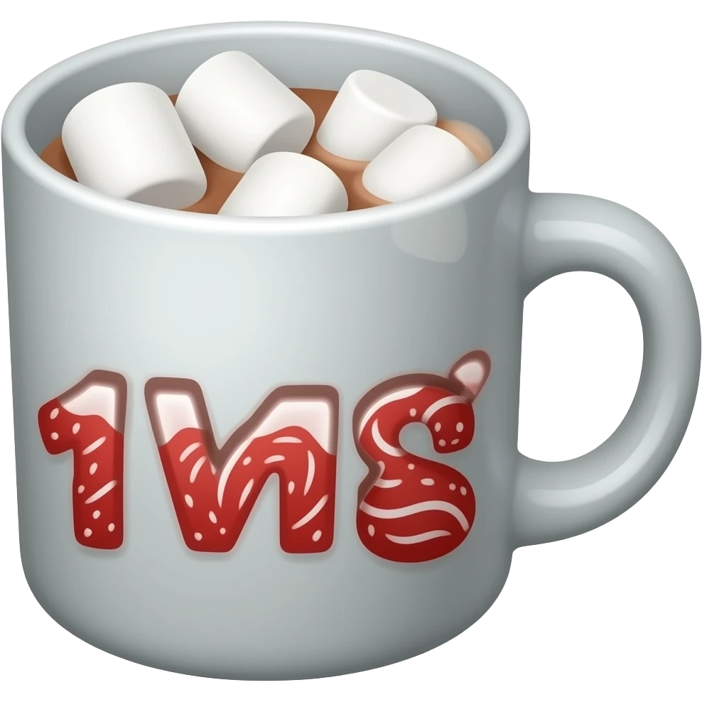 Christmas hot chocolate mug with marshmallows emoji