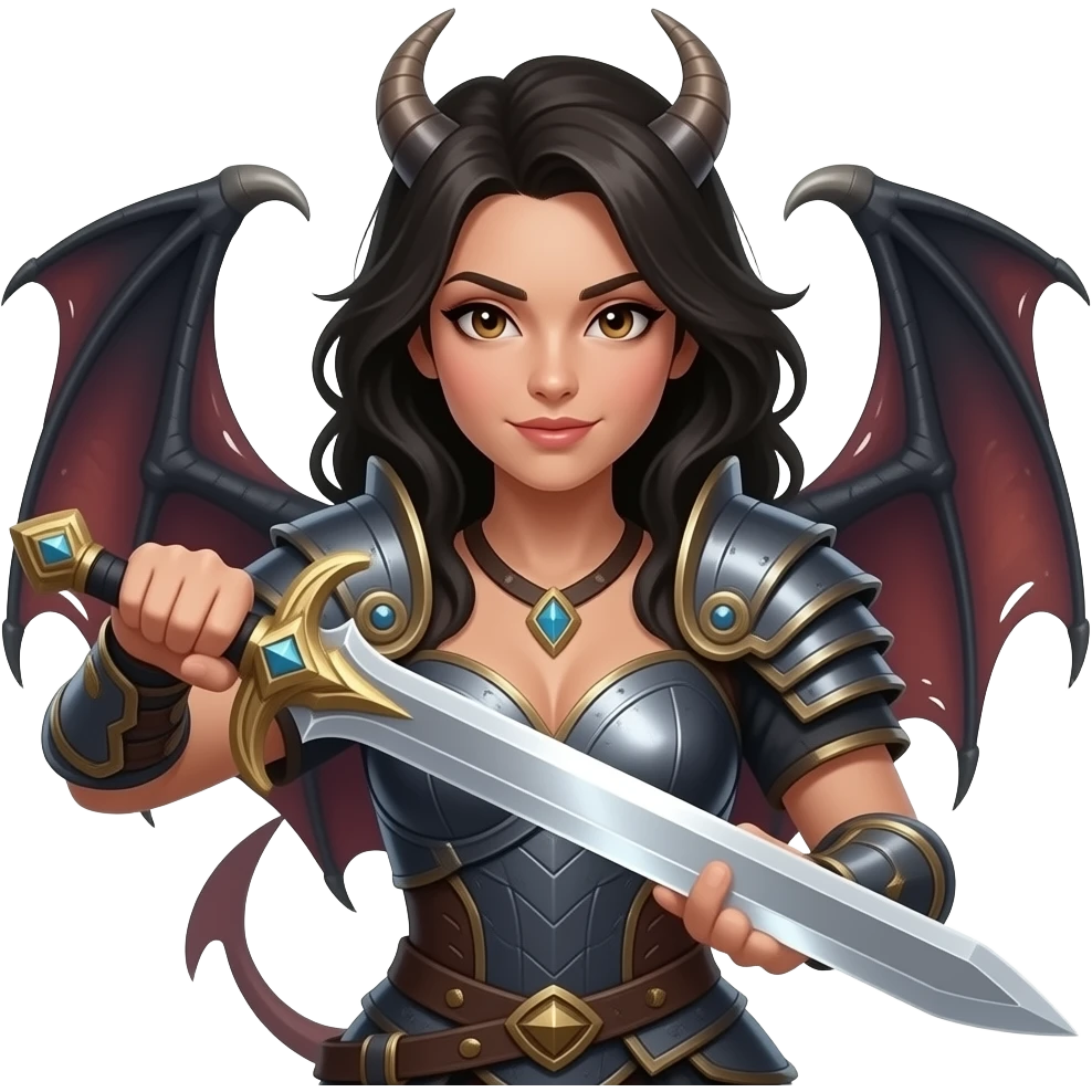 Female Black dragon warrior with a sword emoji