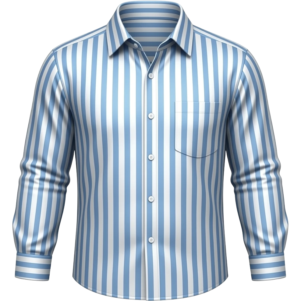 white and deeper blue vertical stripes shirt long sleeve emoji