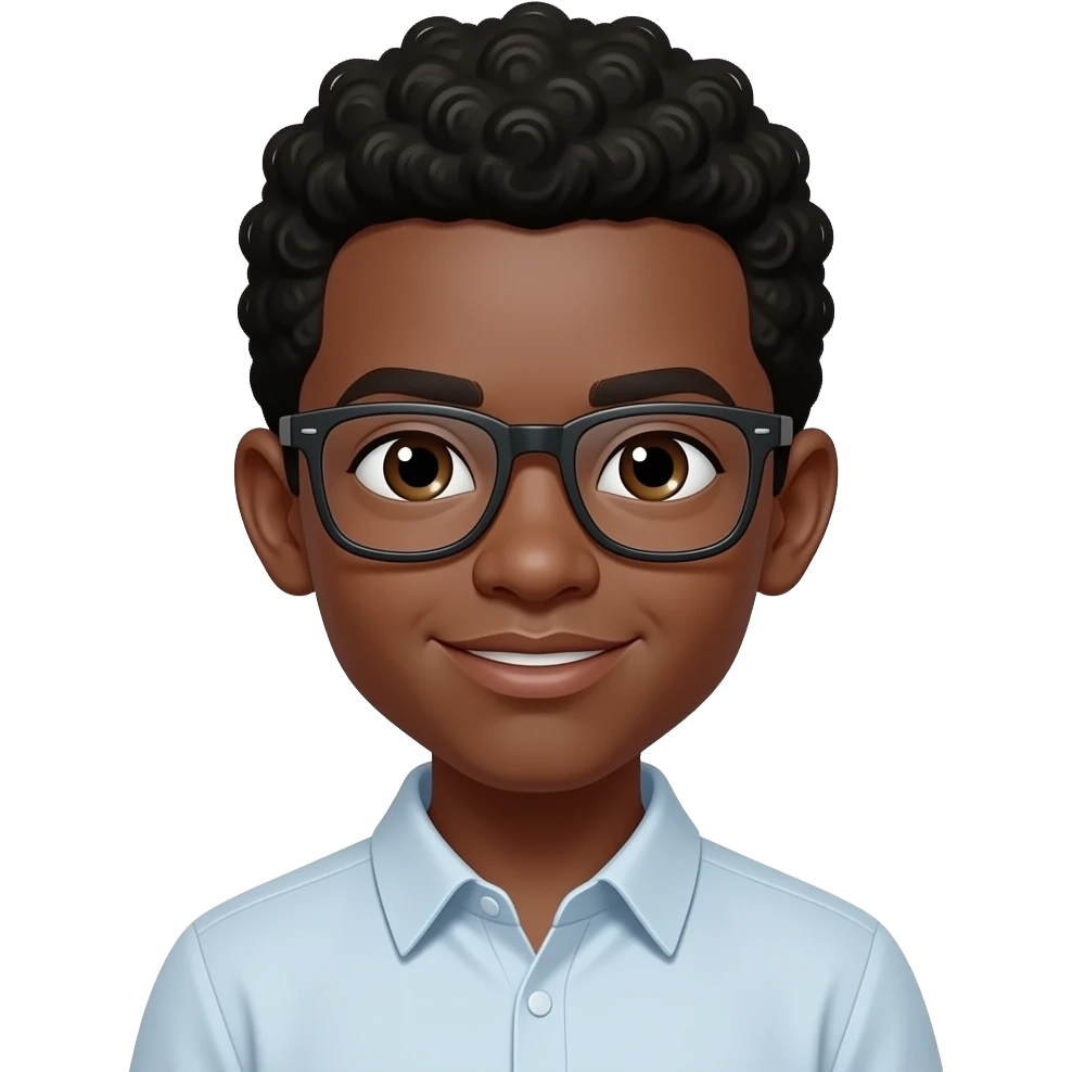 Head of a black boy with snap glasses emoji