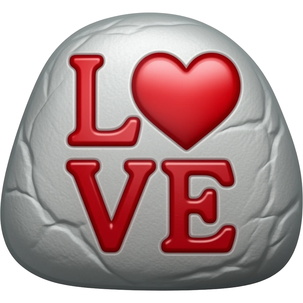 Rock with BIG RED "LOVE" and BIG RED heart write on it emoji