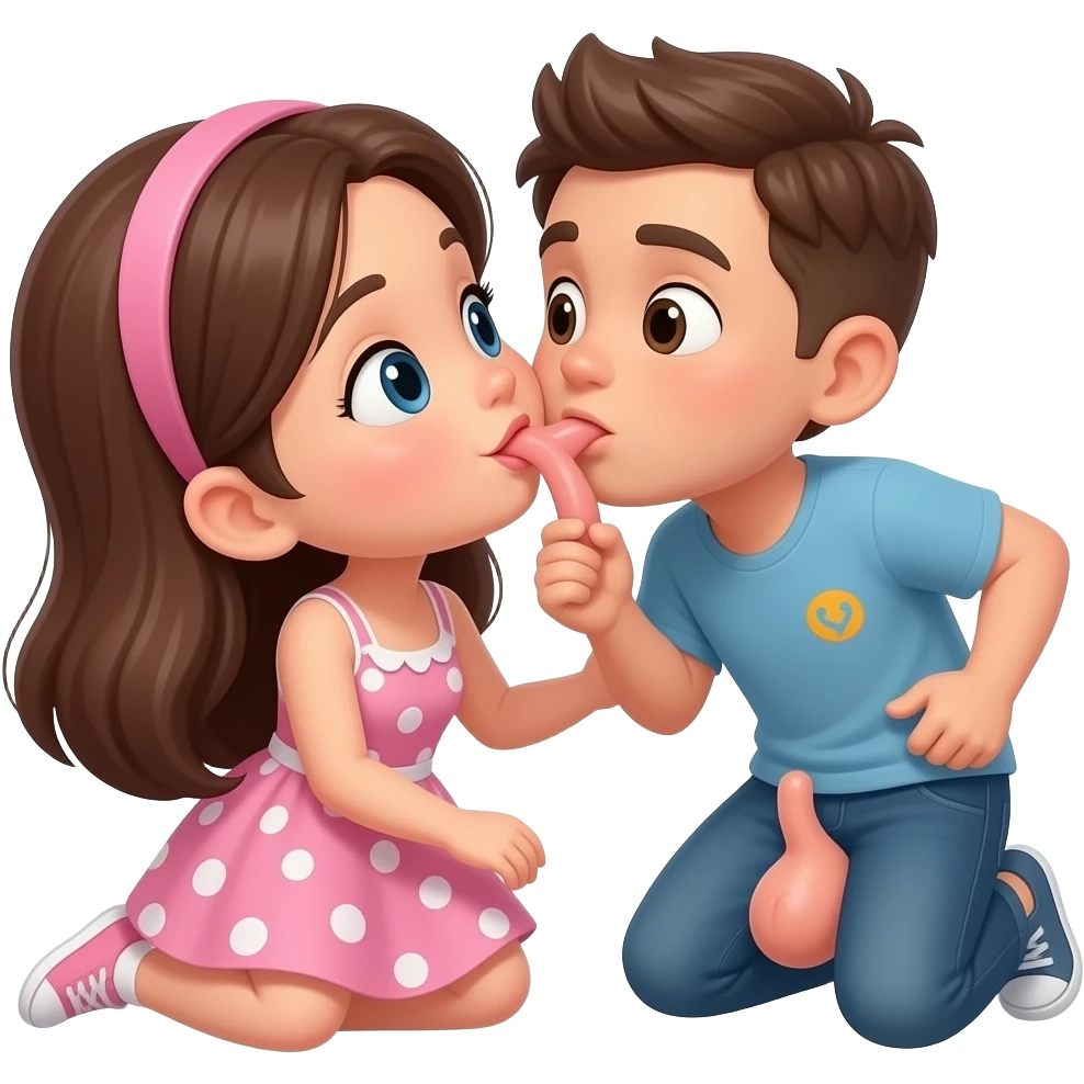 Girl sucking on a boys penis emoji