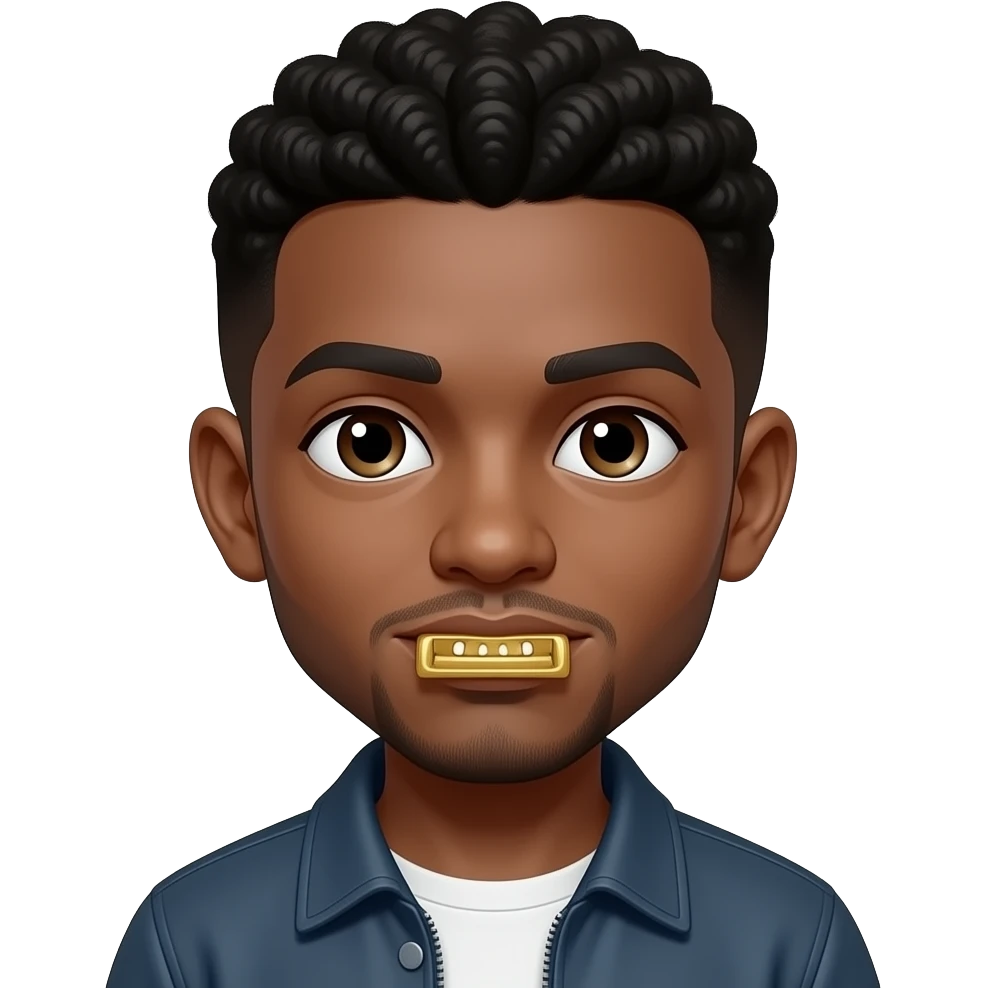 Black boy without one eye with gold grillz emoji