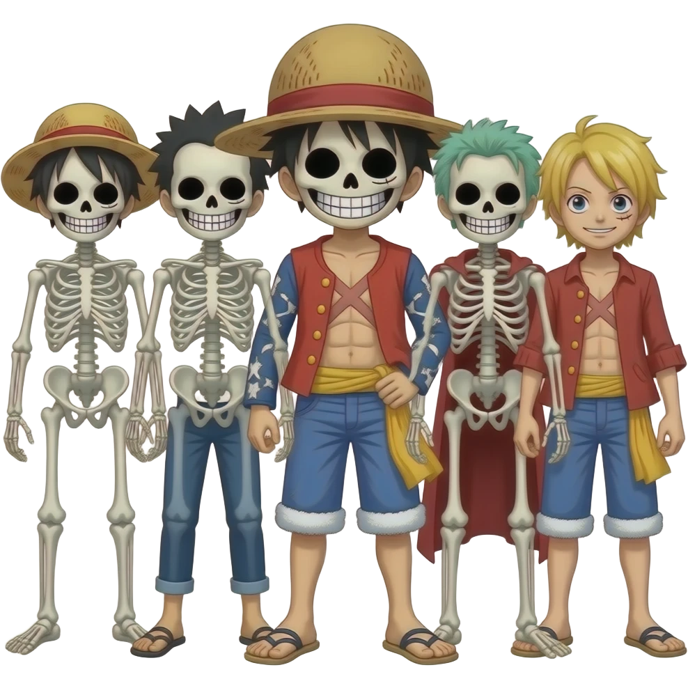 Make a luffy's crew skeleton emoji emoji