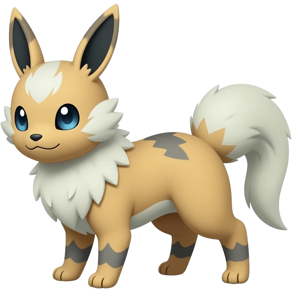 Minccino-Furret-Zeraora-Fakémon-fusion-animal-hybrid-creature, full body emoji