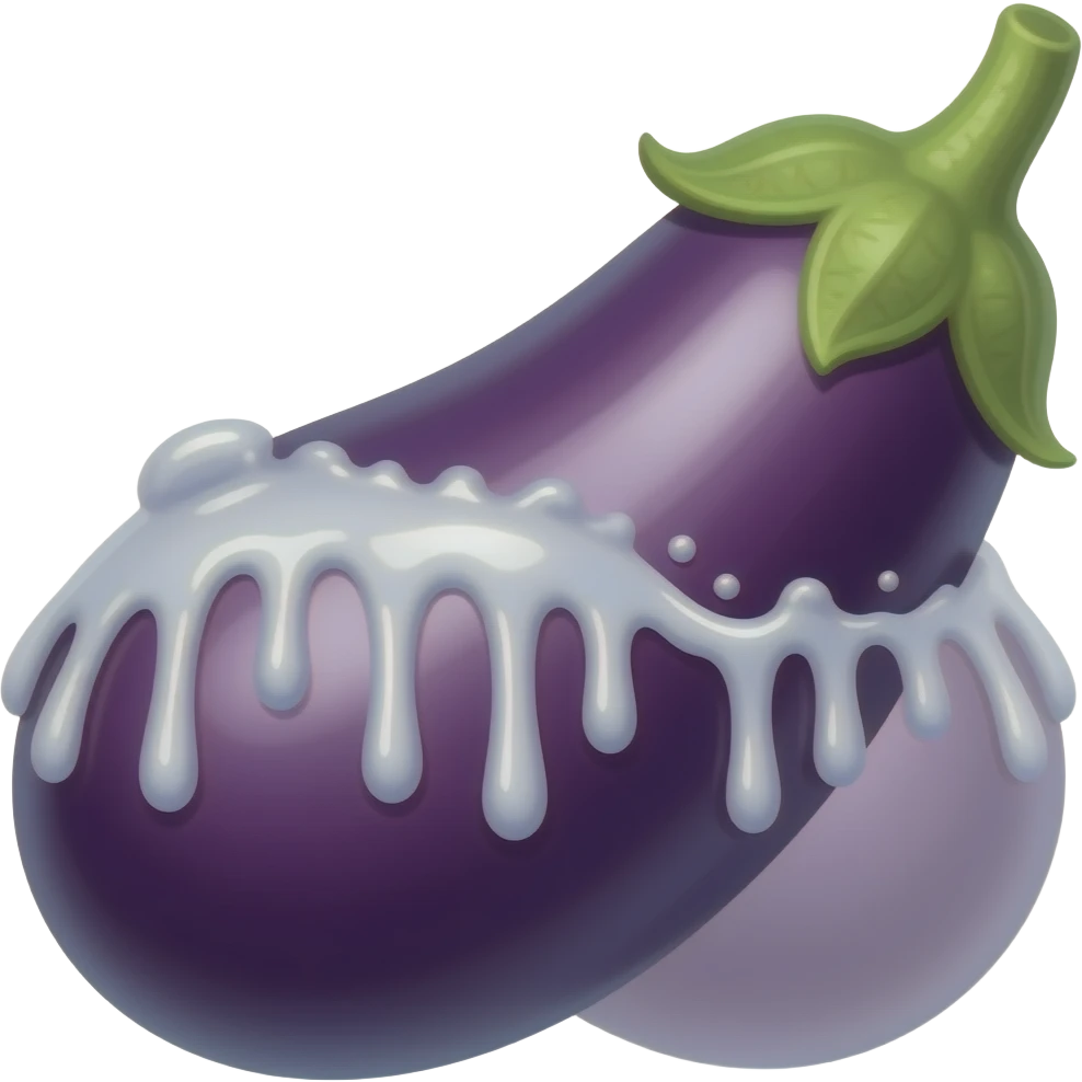 Can you make the egg plant emojis have white stuff dripping off of it emoji