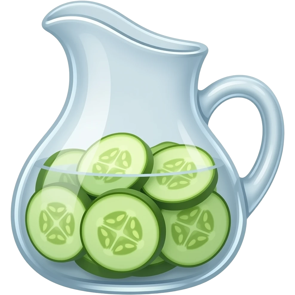a narrow glass jug with cucumber pieces inside emoji