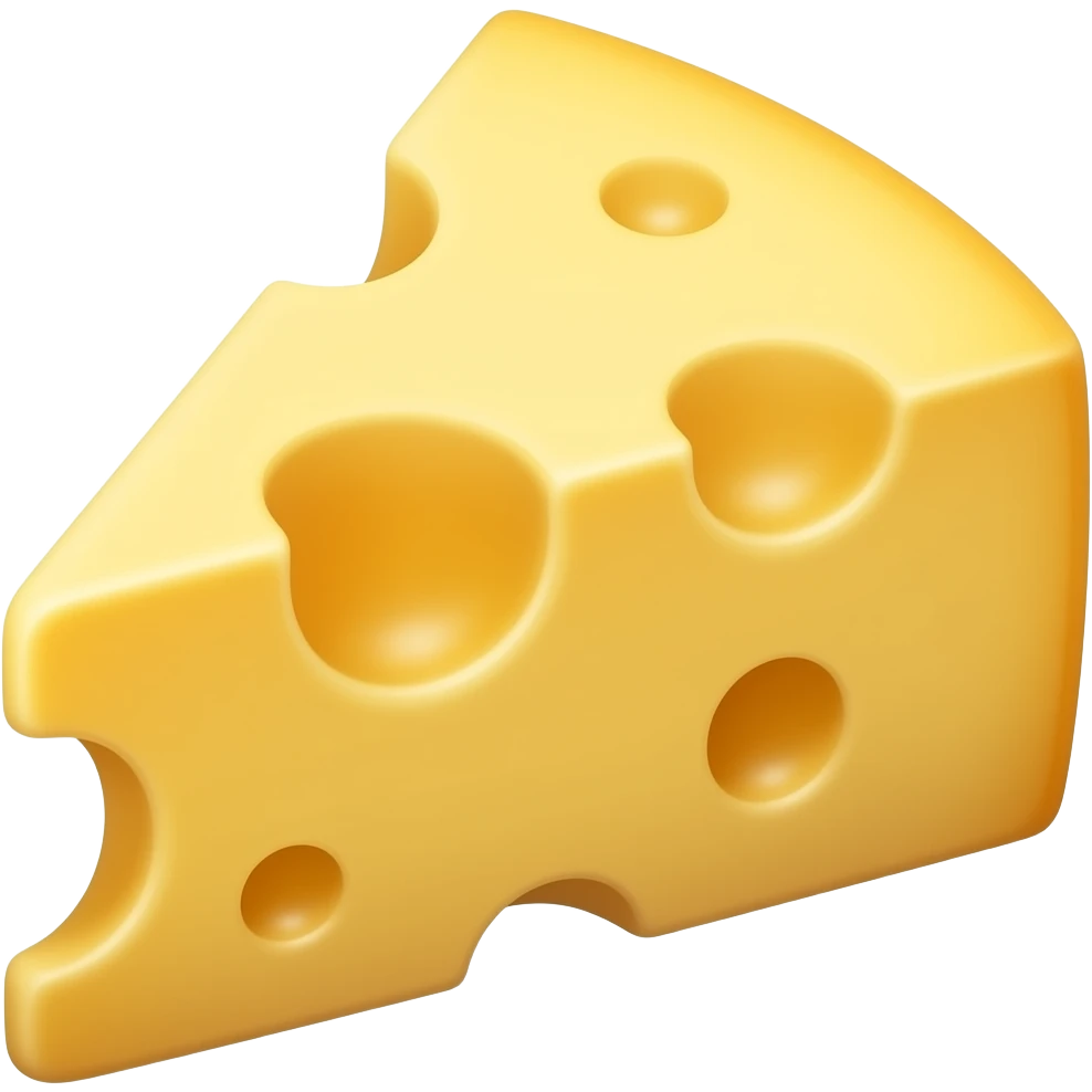 Create high-quality glossy emojis with a vibrant modern style.Make the emojis look premium, shiny, and eye-catching with bright highlights, smooth gradients, soft reflections, and glowing details. Cheese  emoji emoji