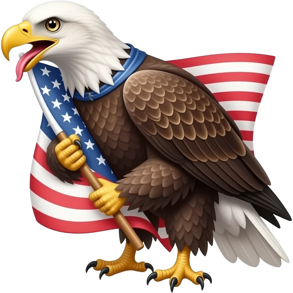 Bald eagle holding US flag emoji
