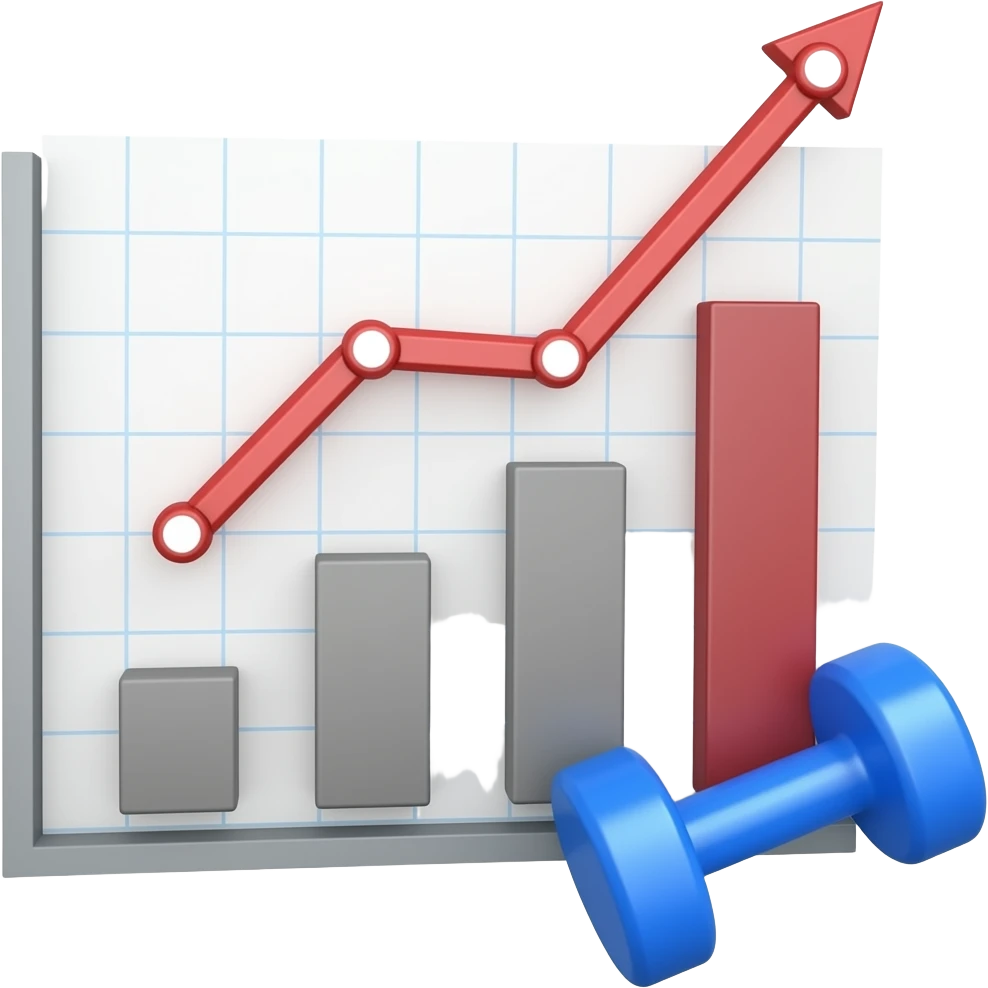 training analysis chart with small dumbbell in corner emoji