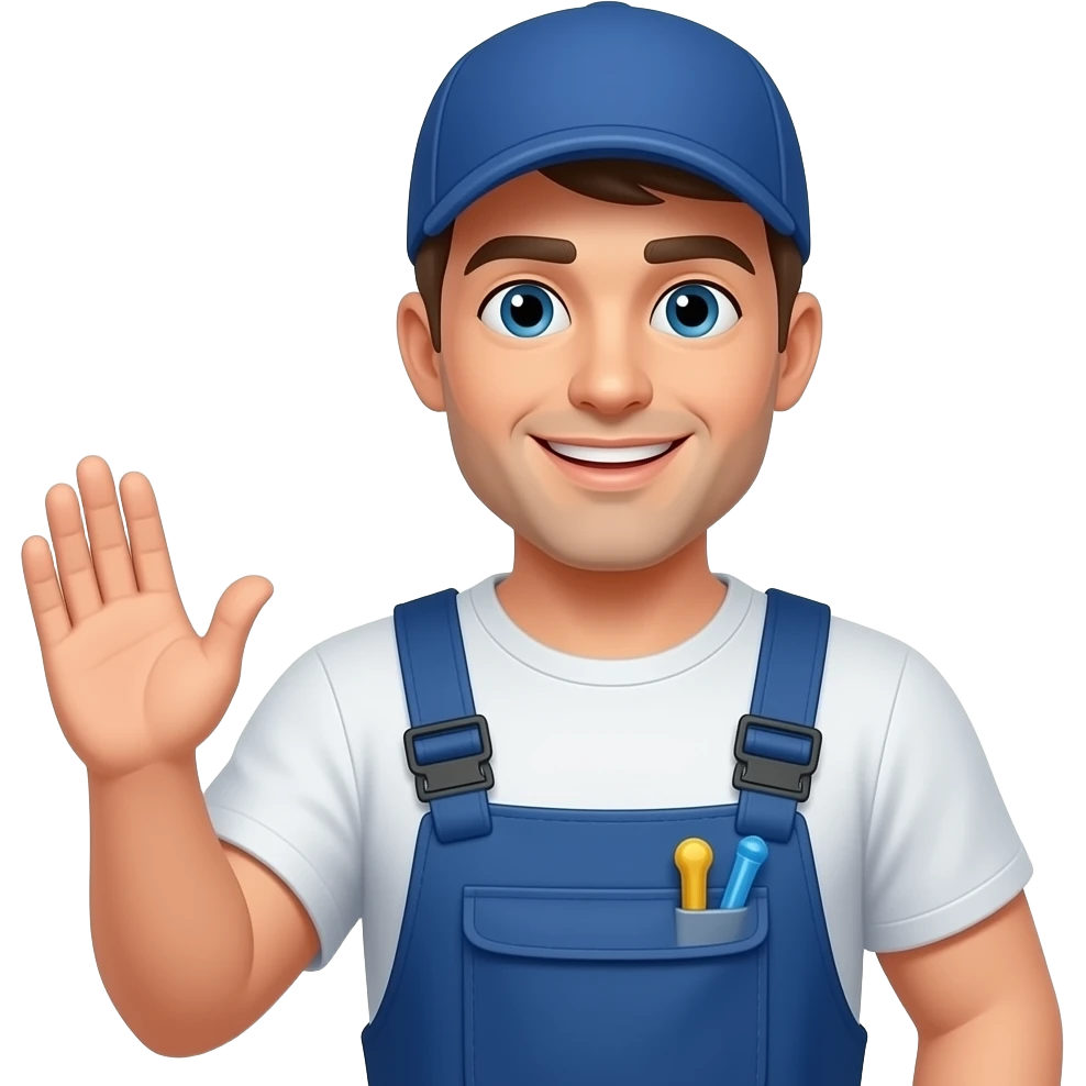Plomero coflex varón saludando emoji
