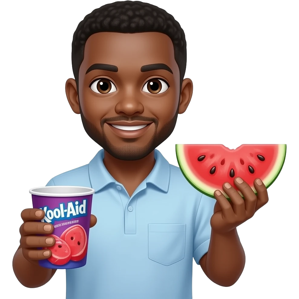 Black guy with kool aid and watermelon emoji