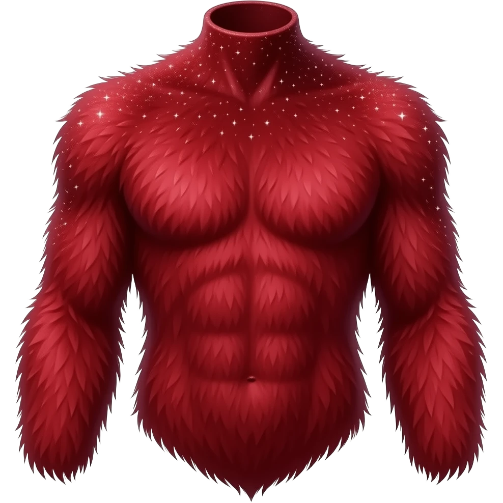 Hyper realistic fire red velvet fur soaked in starlight glitter and shadow gradients beautiful, shoulder bust emoji