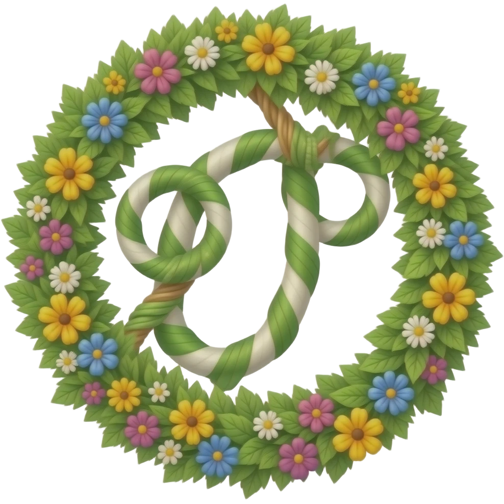 maypole midsummer fully green leaves two rings multicolour flowers emoji