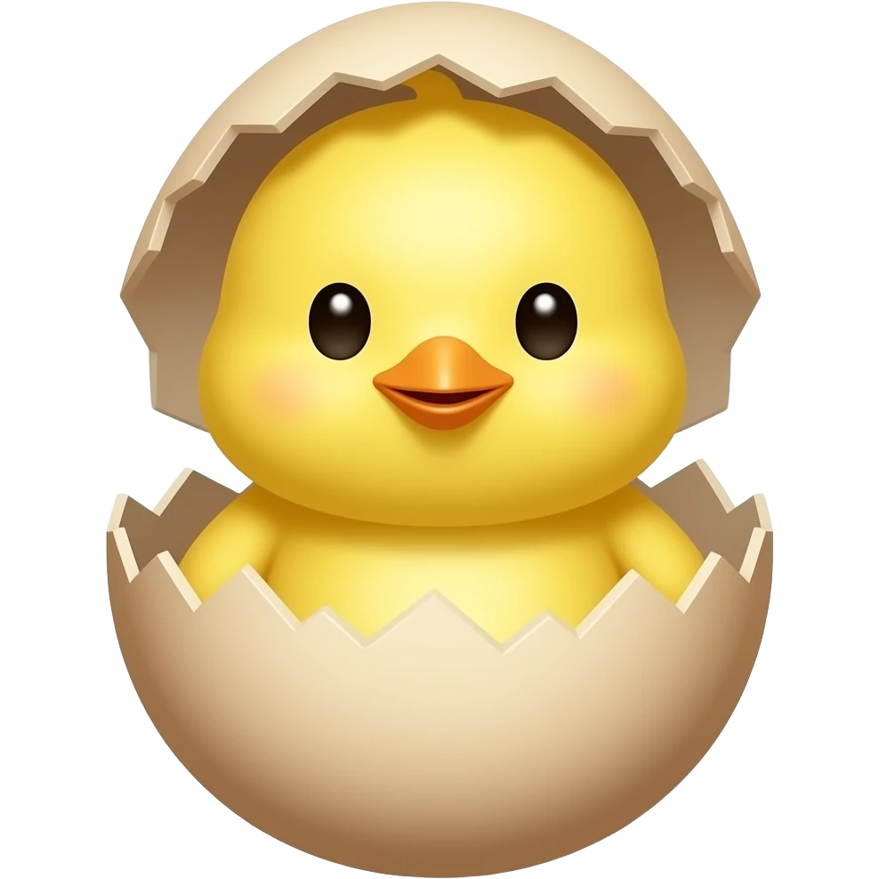 알에 있는 귀여운 노란 병아리 emoji