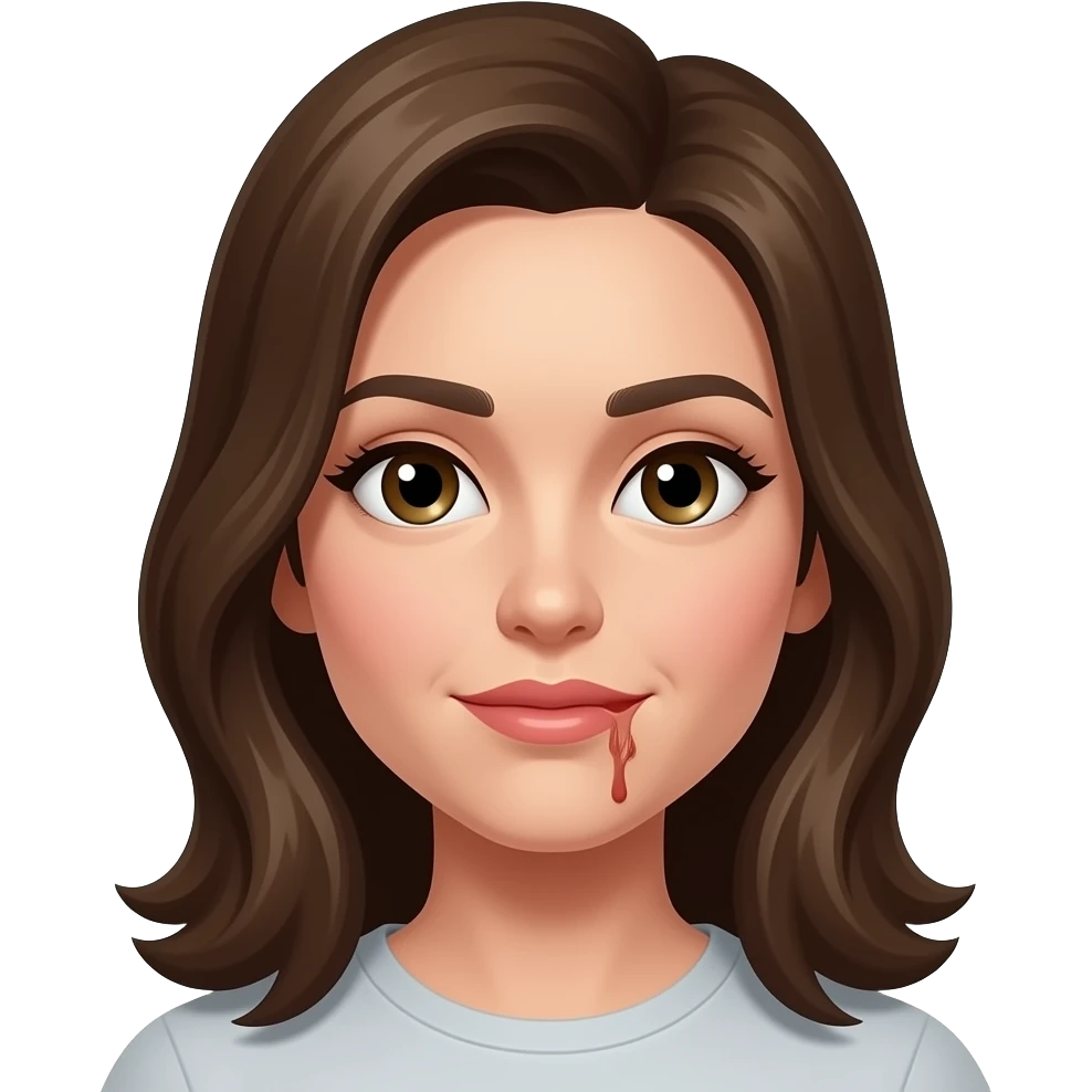 Woman with a cumshot on her face emoji