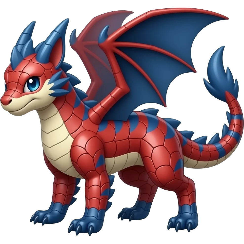 scaly shiny feathered web-patterned tribal-patterned digitigrade quadrupedal Red and blue Vaporeon-Salandit-Toothless-hybrid emoji