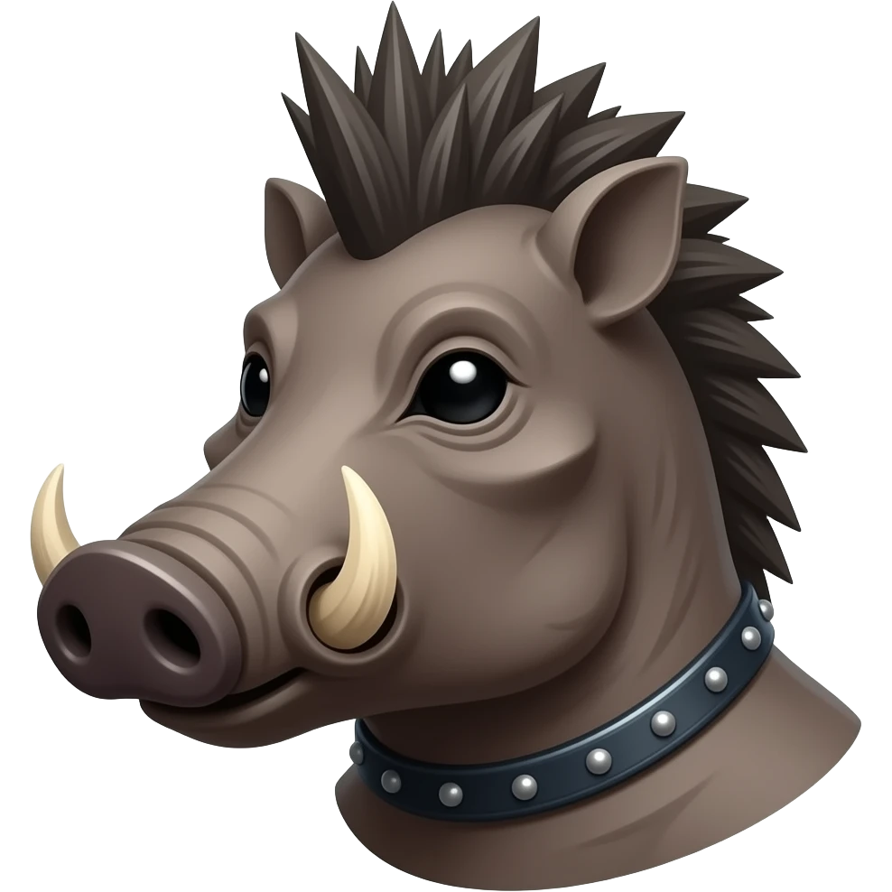 Anthro punk rock warthog with a Mohawk emoji