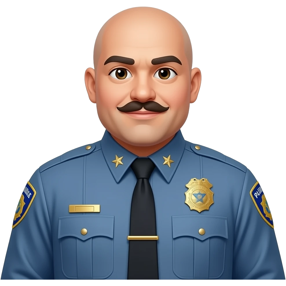 fat filipino police officer bald gold star fancy moustache long sleeve emoji