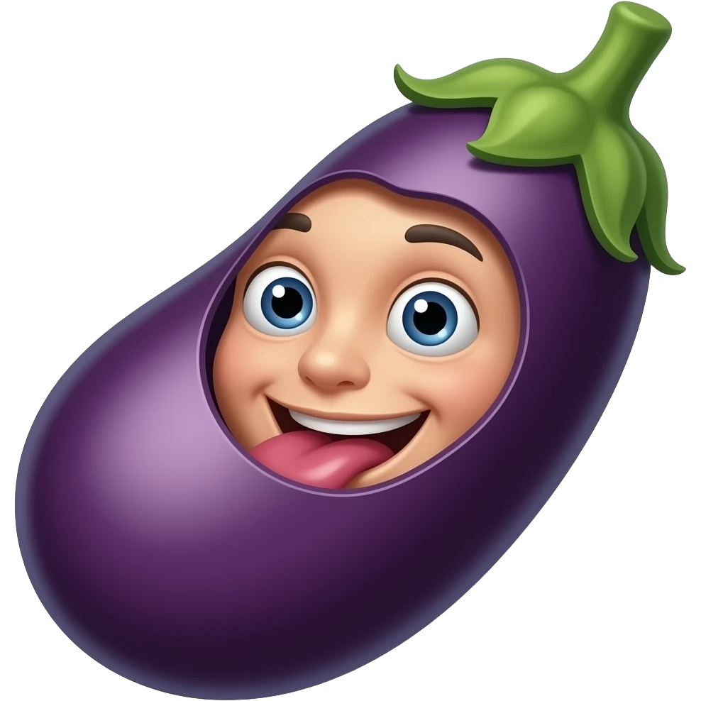 Smiley emoji licking eggplant emoji