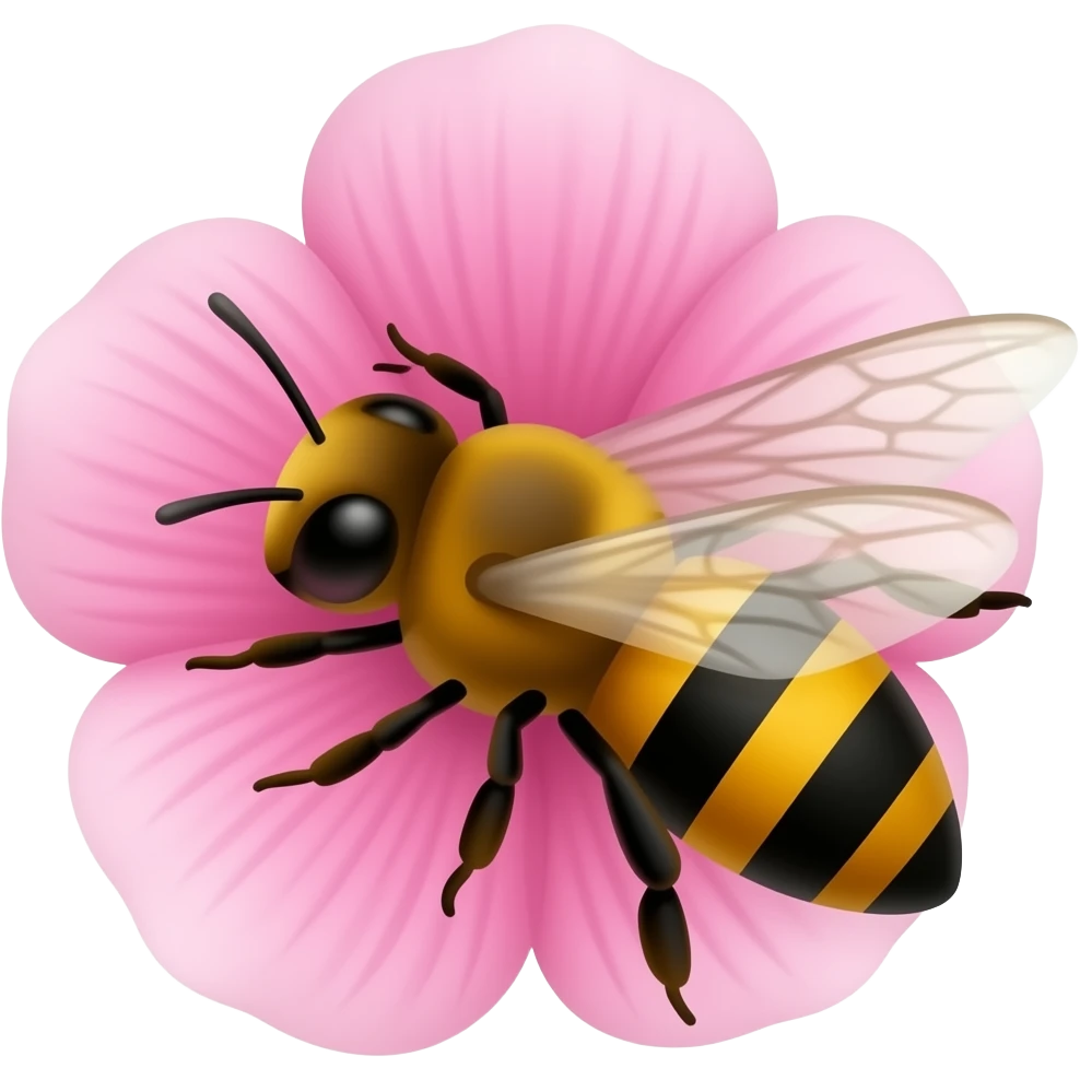 flor rosa y abeja emoji