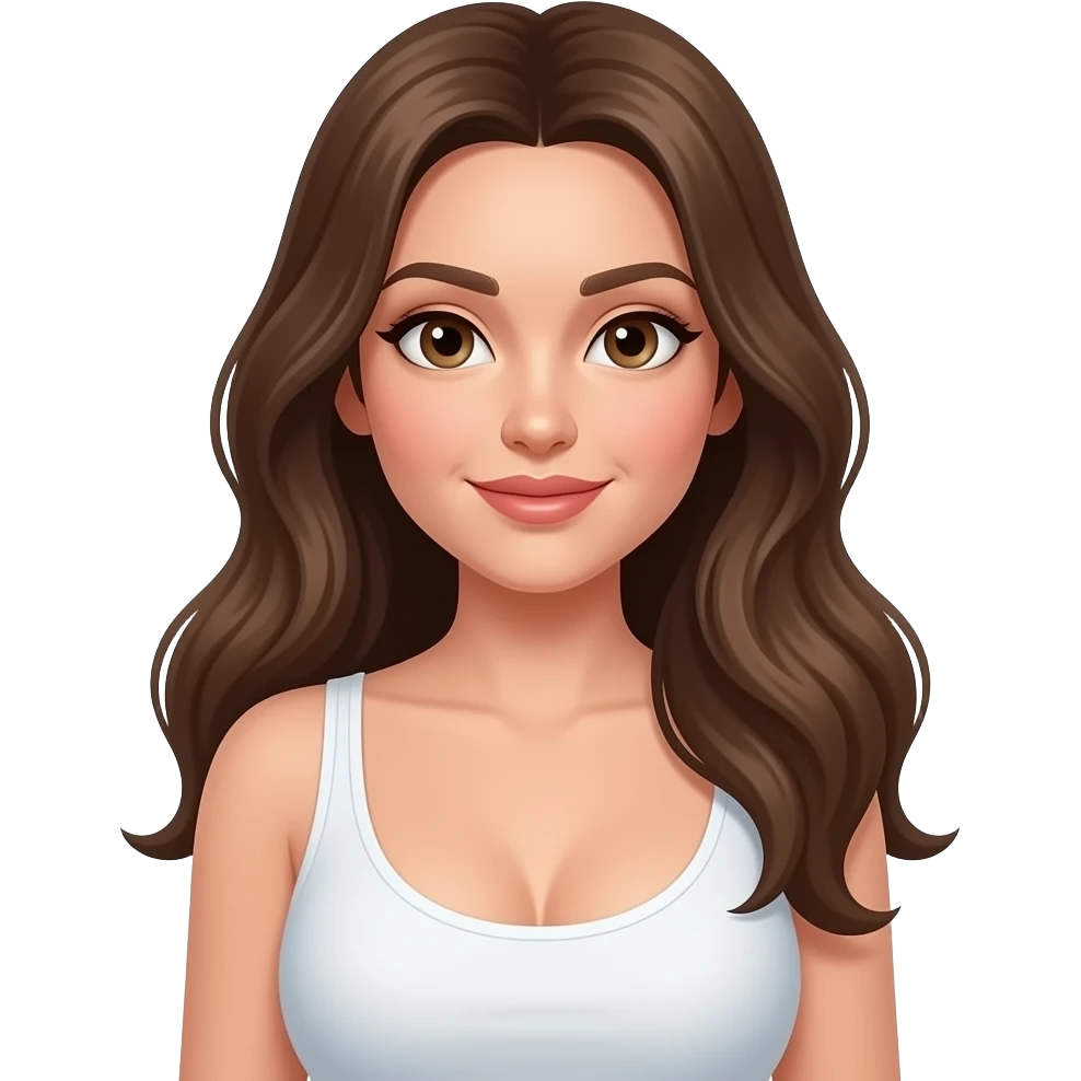 Woman with small boobs long brown hair big butt emoji