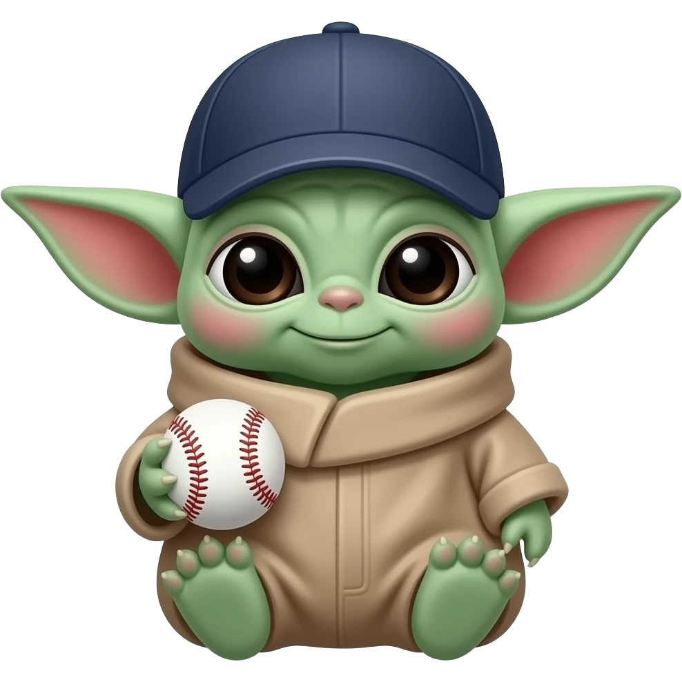 baby yoda with baseball and hat emoji