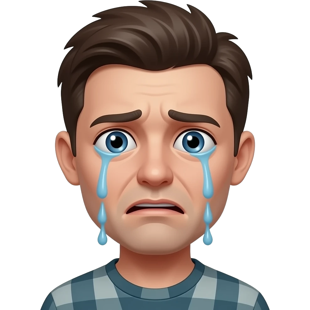 A crying emoji very werid and scary and super hyper realistic emoji