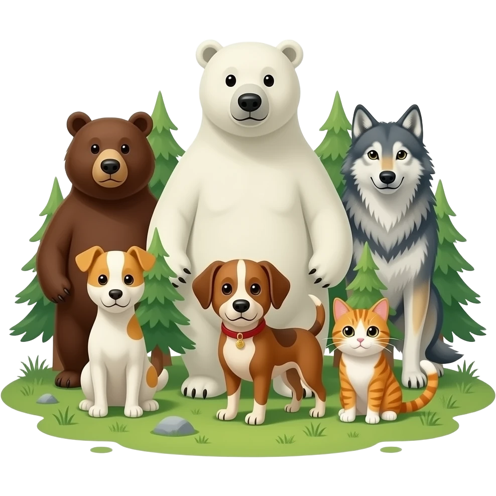 🐱🐶🐺🐻🐻‍❄️ top five animals size emoji