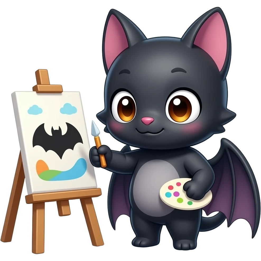 chibi anime bat paints picture emoji | AI Emoji Generator