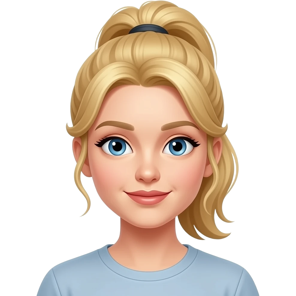 blonde girl with ponytail portrait front emoji