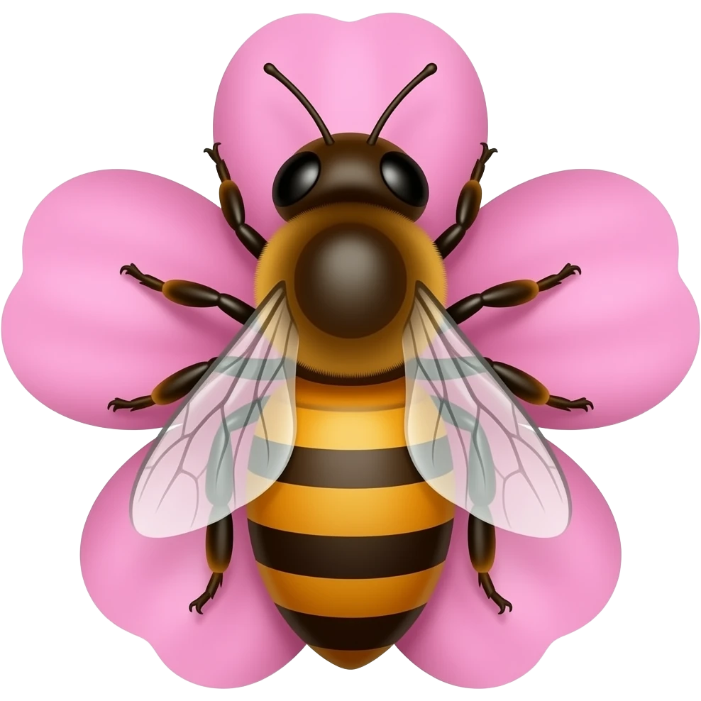 abeja y flor rosa emoji